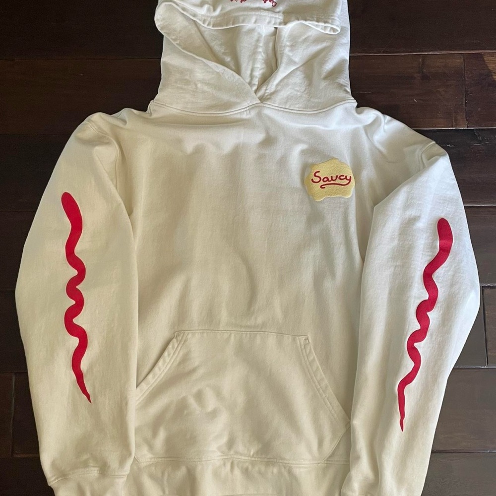 White Hoodie with Red Accents